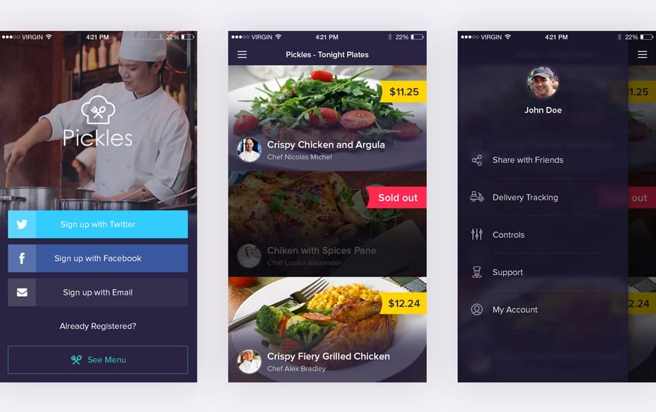 Restaurant App Free PSD