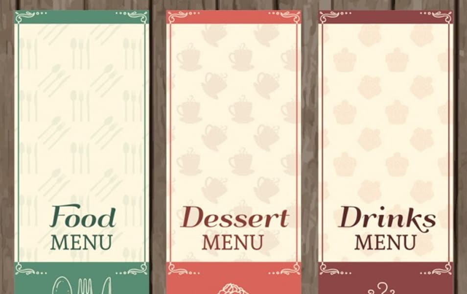 Retro restaurant menus