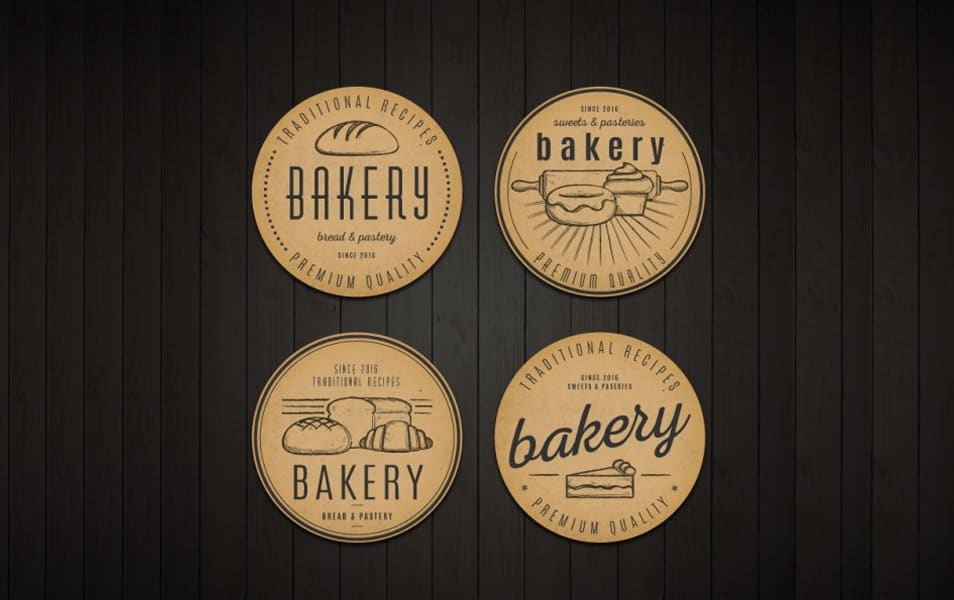 Rounded Vintage Bakery Badges Set