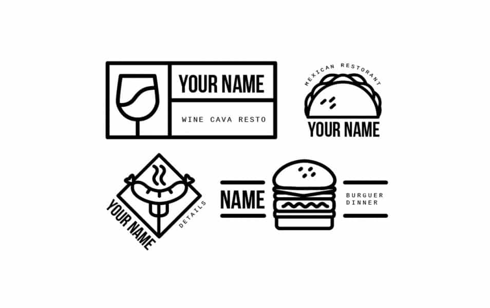 Simple lineal restaurant logos