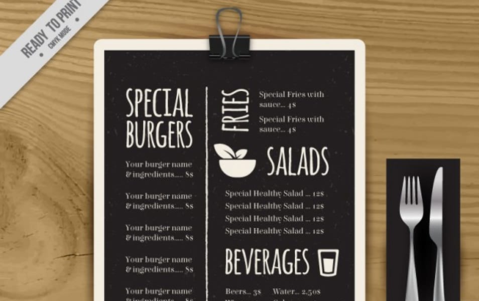 Special menu template in blackboard