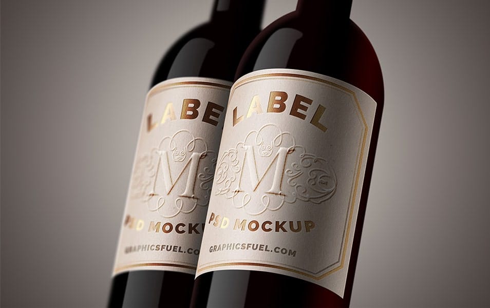 Wine Bottle Label Mockup PSD