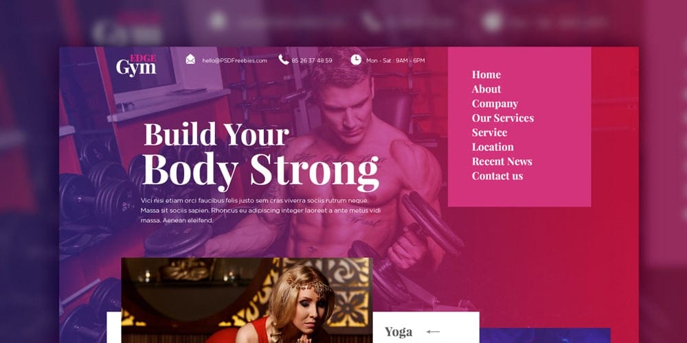 Free Sports and Fitness Web Template PSD