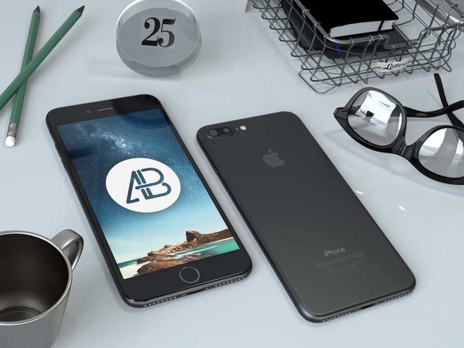 50+ iPhone 7 Mockup Design Templates 54 Realistic Black iPhone 7 Plus Mockup