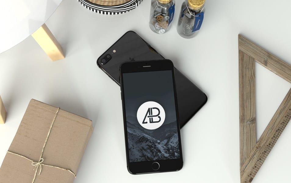 50+ iPhone 7 Mockup Design Templates 45 Realistic Jet Black iPhone 7 Plus Mockup