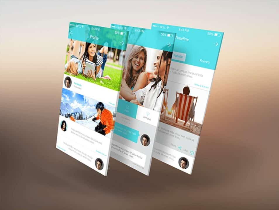 3D Mobile App Screens MockUp