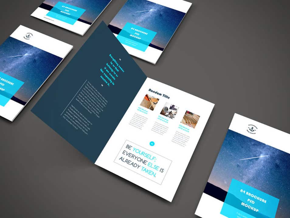 A4 Brochure PSD Mockup