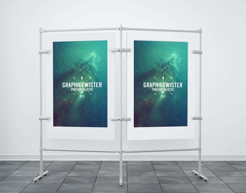 The Ultimate Collection of 2000+ Free Mockup Templates PSD Designs 428 Double Poster Stand