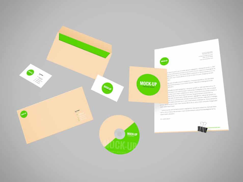 The Ultimate Collection of 2000+ Free Mockup Templates PSD Designs 297 Flying Stationery PSD Mockup