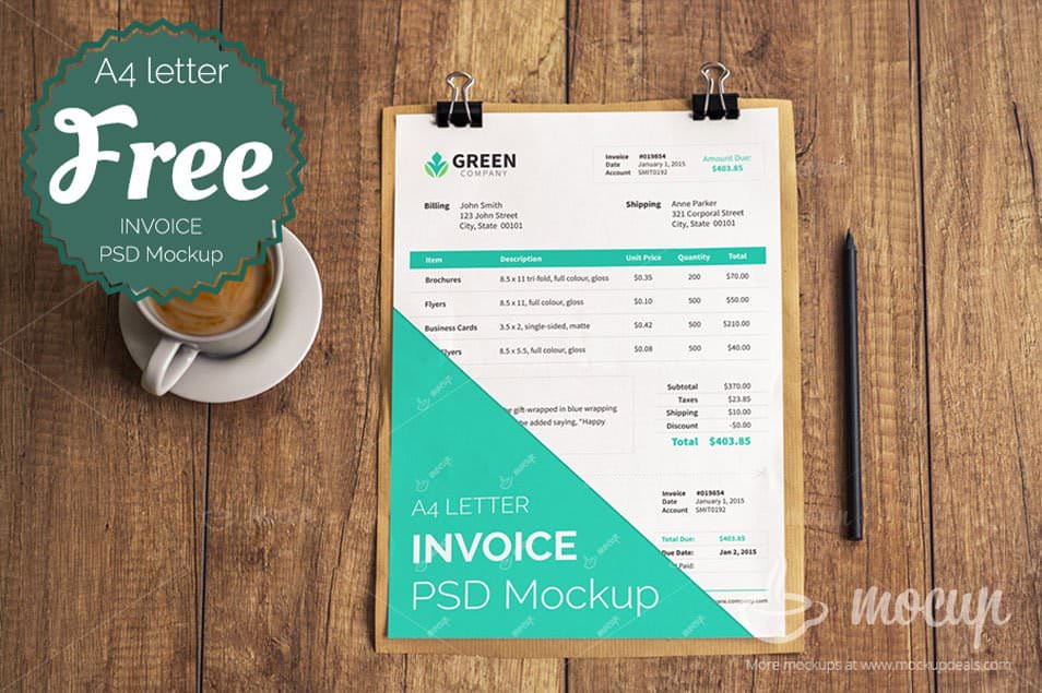 Free Invoice PSD Mockup template