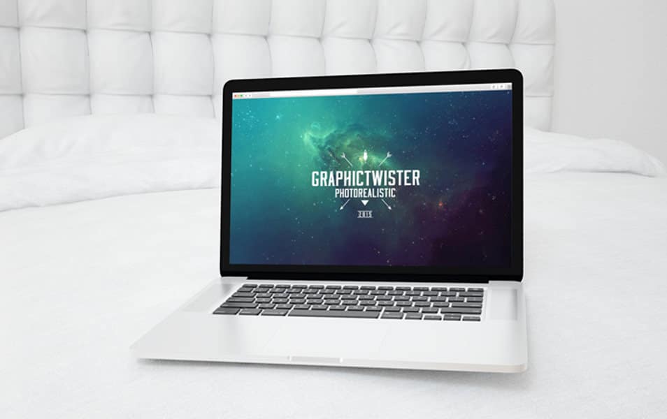 The Ultimate Collection of 2000+ Free Mockup Templates PSD Designs 54 MacBook Pro On The Bed