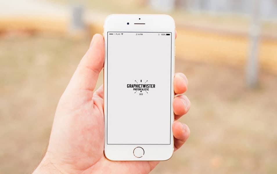 Man Hand Iphone 6 Mockup Blurred