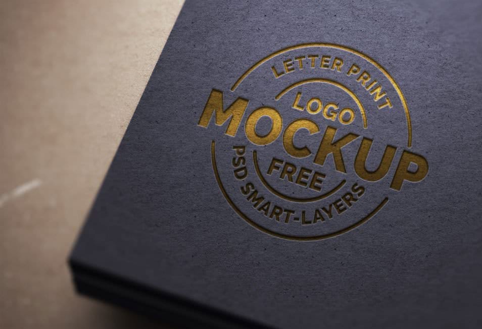 Paper Letterpress Logo Mockup PSD