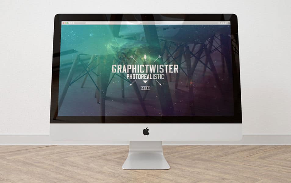 The Ultimate Collection of 2000+ Free Mockup Templates PSD Designs 23 iMac on Wooden Floor