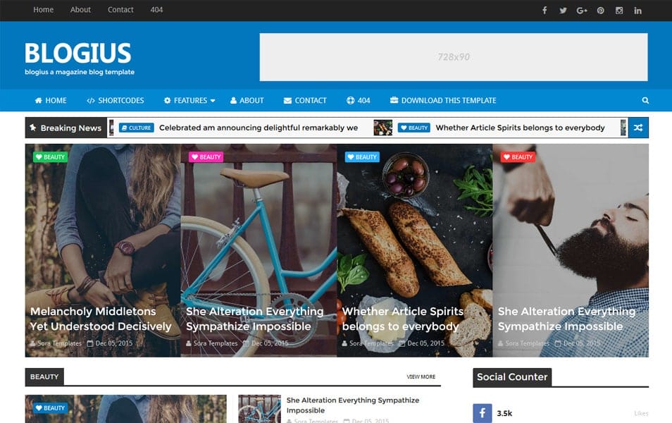 300+ Best Free Responsive Blogger Templates 2025 298 Blogius Responsive Blogger Template