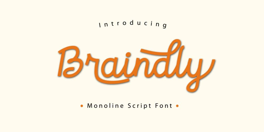 250 + Free Modern Script Fonts for Designers 317 Braindly Monoline Script Font