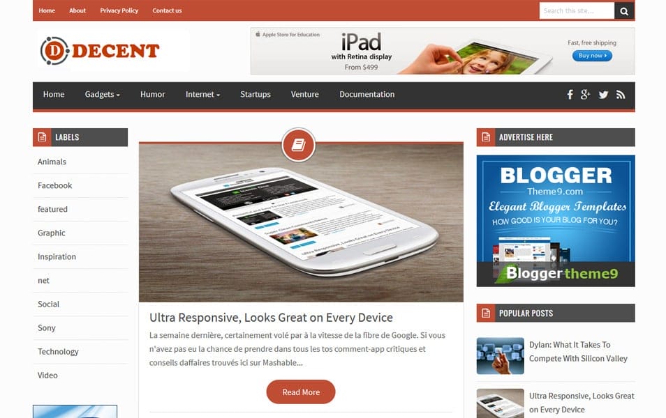 Decent Responsive Blogger Template