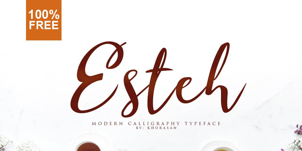 250 + Free Modern Script Fonts for Designers 291 Esteh Script