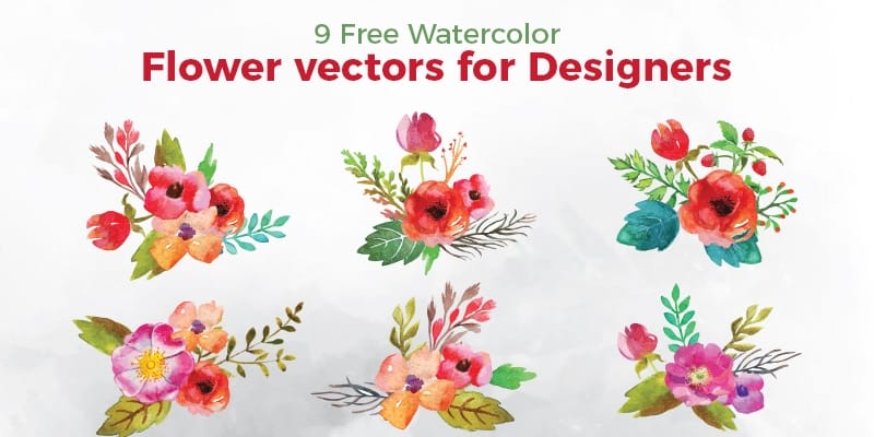 Free Watercolor Elements for Designers 96 Free Watercolor Flower Vectors
