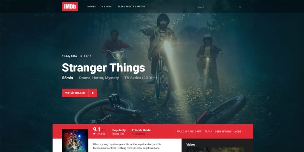 Redesign Concept of Famous Brands 94 IMDb-Movie-TV-Page-Redesign