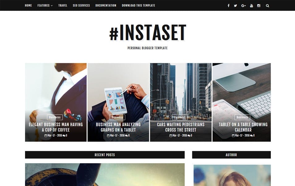 Instaset Responsive Blogger Template