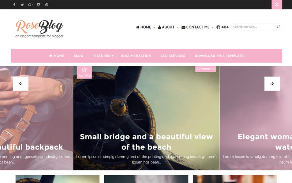 Rose Blog Responsive Blogger Template