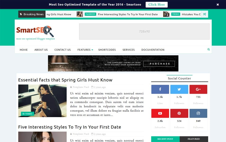 Smartseo Responsive Blogger Template