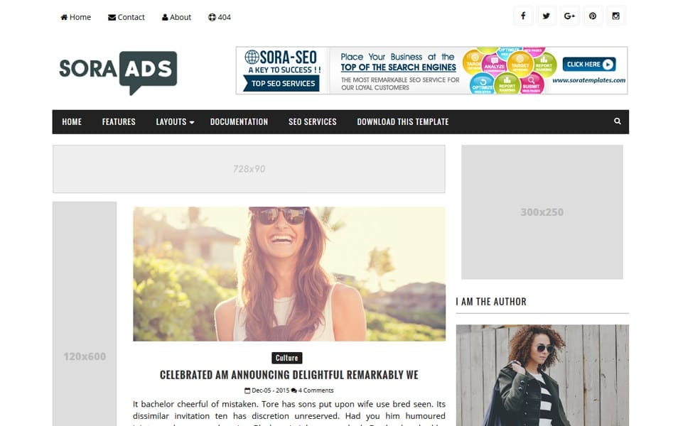 300+ Best Free Responsive Blogger Templates 2025 445 Sora Ads Responsive Blogger Template