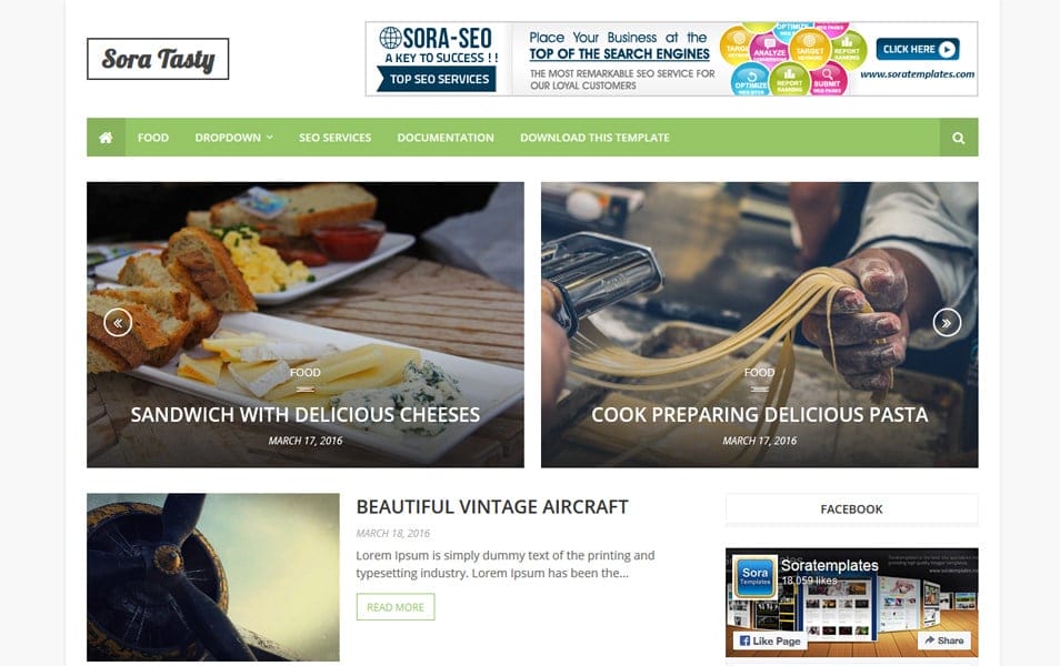300+ Best Free Responsive Blogger Templates 2025 215 Sora Tasty Responsive Blogger Template