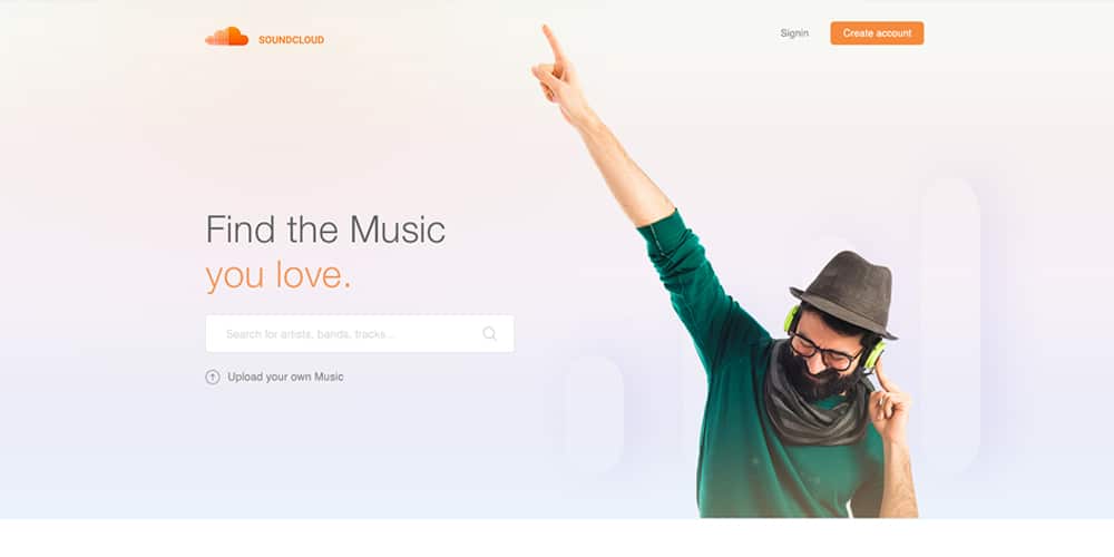 Redesign Concept of Famous Brands 98 Sounndcloud Landing Page Design Concept