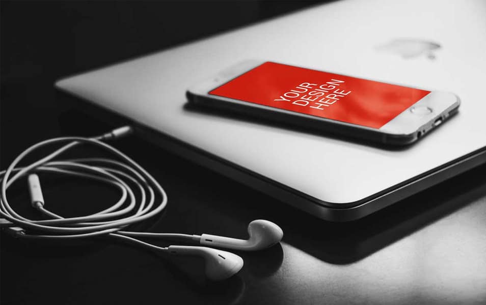 250+ iPhone 6 Mockup Design Templates (PSD, Ai, Sketch) 173 iPhone 6 Plus on Macbook