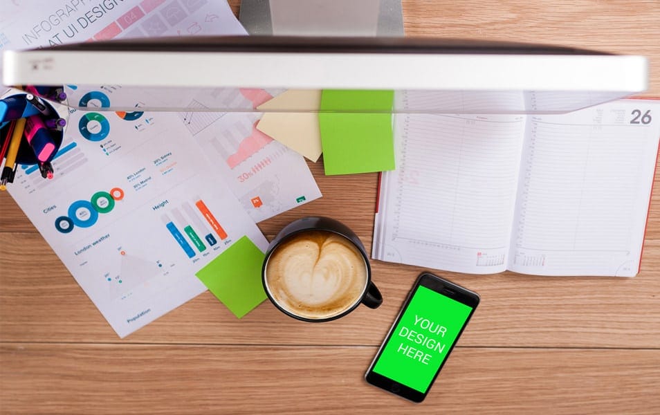 iPhone 6 on Desk Mockup