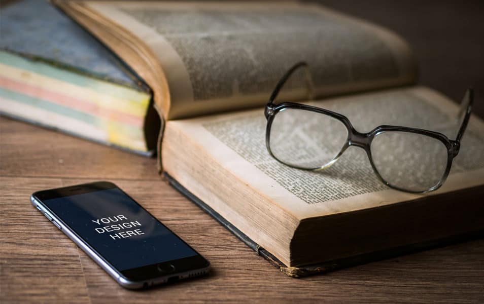 iPhone 6 with Book Mockup