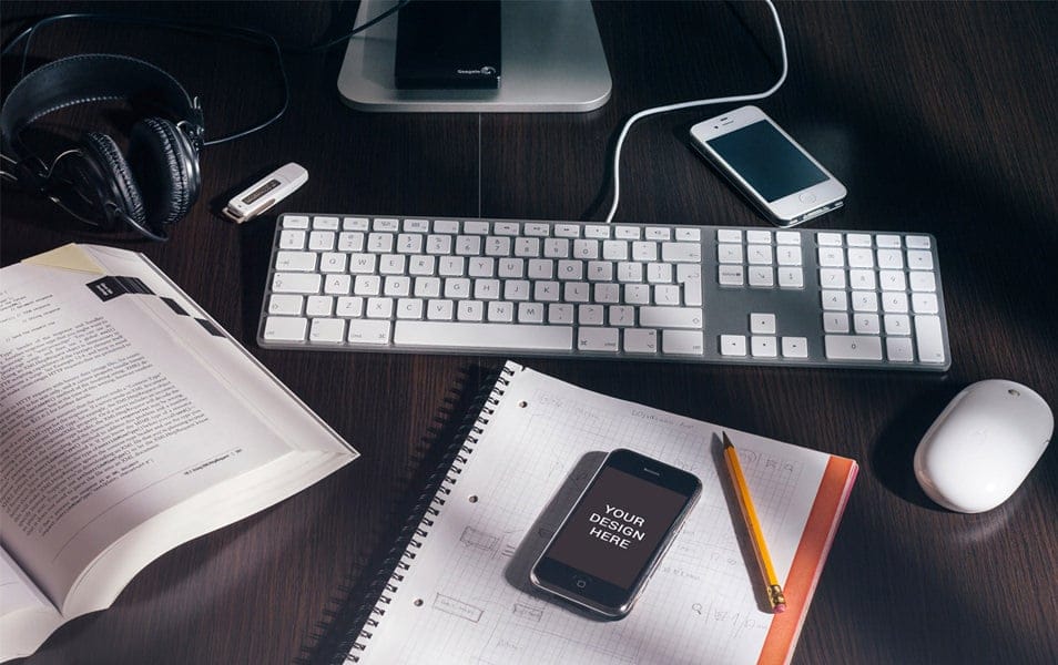 iPhone On Table Mockup