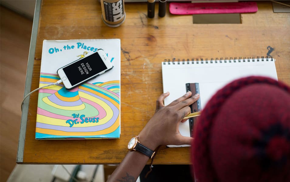 iPhone on Table Mockup