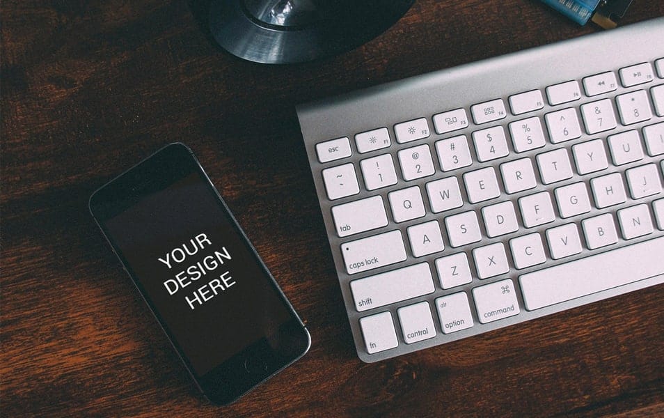 iPhone on Workspace Mockup