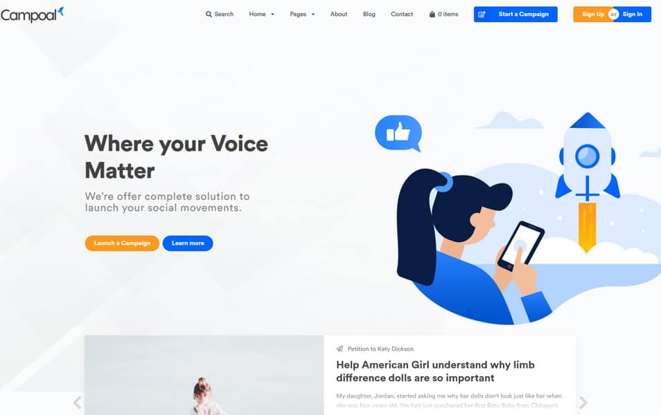 Campoal - Petition Platform & Fundraising WordPress Theme