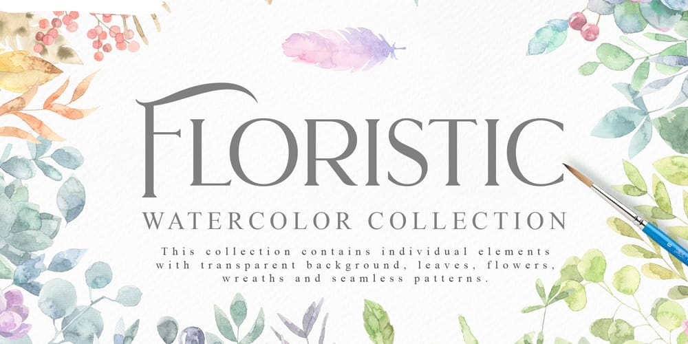 Free Watercolor Elements for Designers 93 Floristic Watercolor Collection