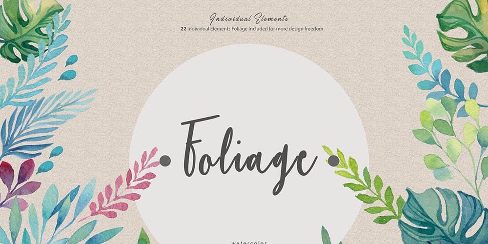 Free Watercolor Elements for Designers 92 Free Foliage Watercolor Kit