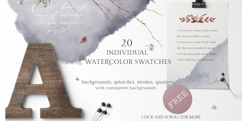 Free Watercolor Elements for Designers 108 Free Folklore Watercolor Set
