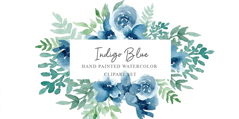 Free Watercolor Elements for Designers 88 Indigo Blue Watercolor Pack