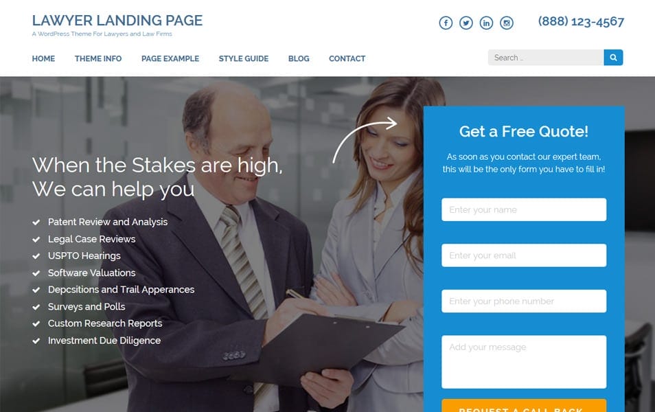 Lawyer Landing Page Responsive WordPress Theme