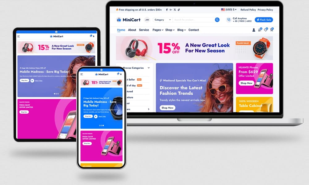 300+ Best Responsive WordPress Themes 27 MiniCart