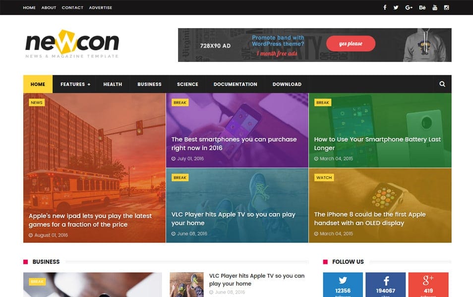 Newcon News Magazine Responsive Blogger Template