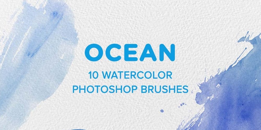 Free Watercolor Elements for Designers 57 Ocean Watercolor PS Brushes