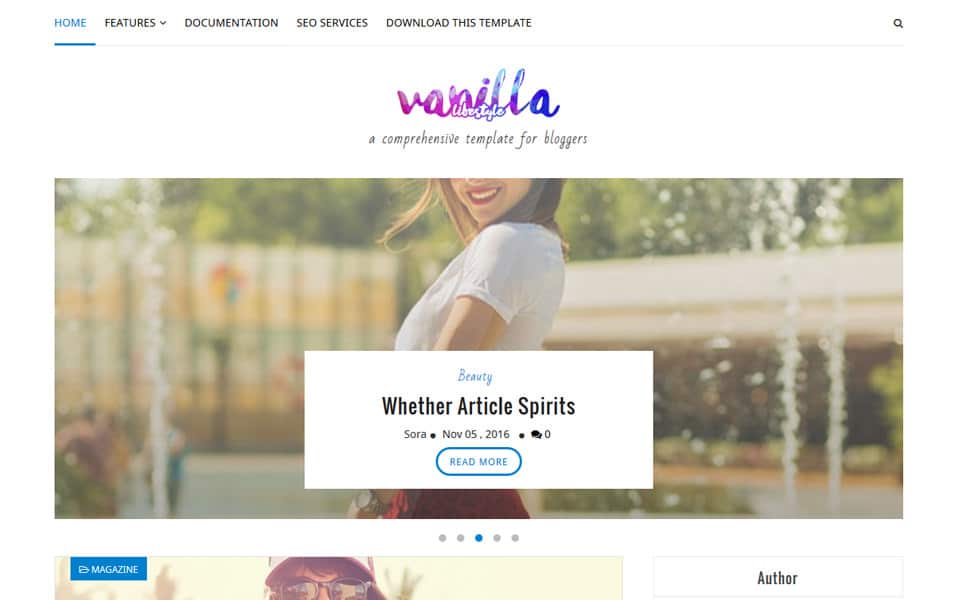 Vanilla Lifestyle Responsive Blogger Template