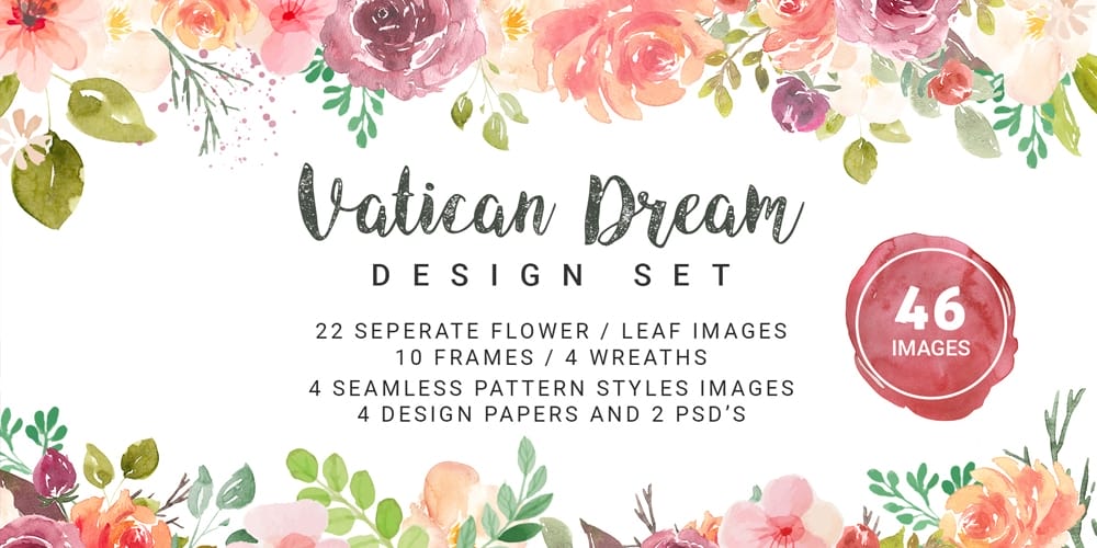 Free Watercolor Elements for Designers 104 Vatican Dream Watercolor Vector Elements