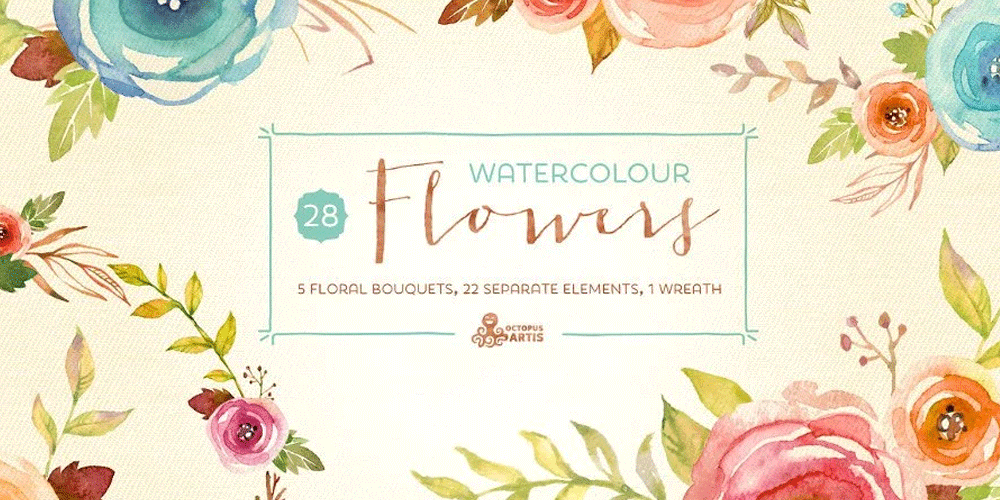 Free Watercolor Elements for Designers 76 Watercolor Flowers Pack