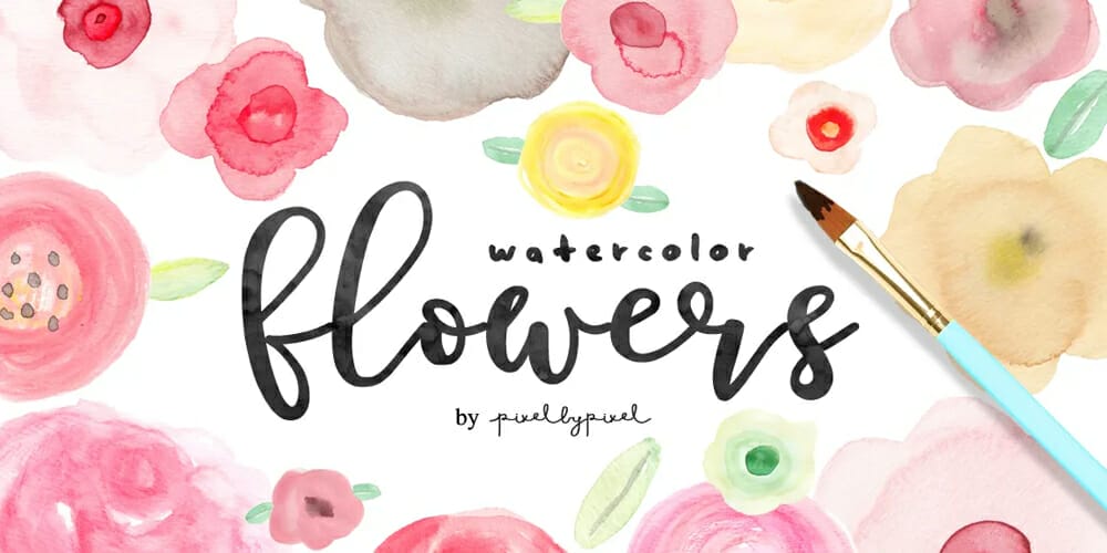 Free Watercolor Elements for Designers 74 Watercolor Flowers