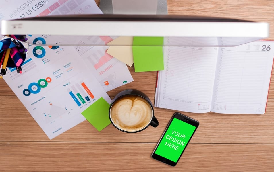 iPhone 6 on Desk Mockup